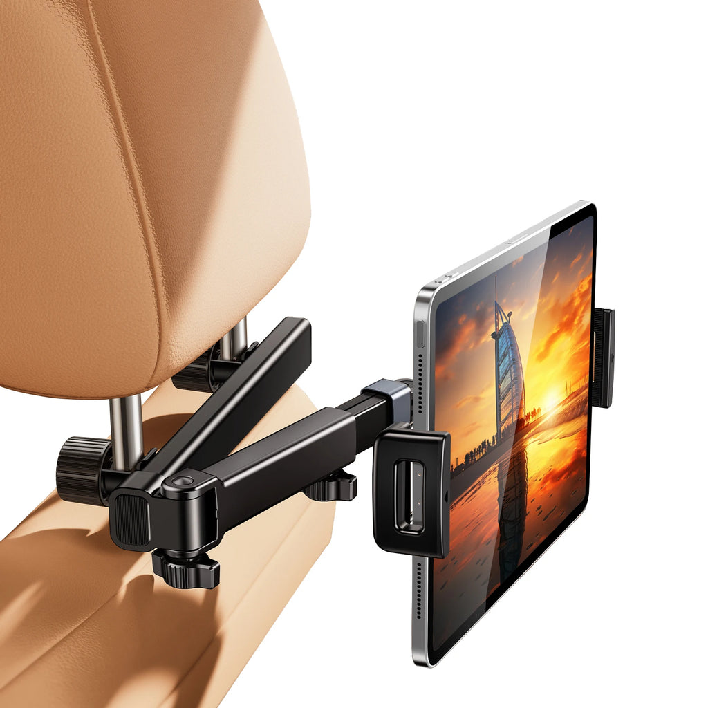 Stretchable Arm Car Headrest Tablet Mount – Rear Seat Back Phone & Tablet Holder for iPad & Samsung 