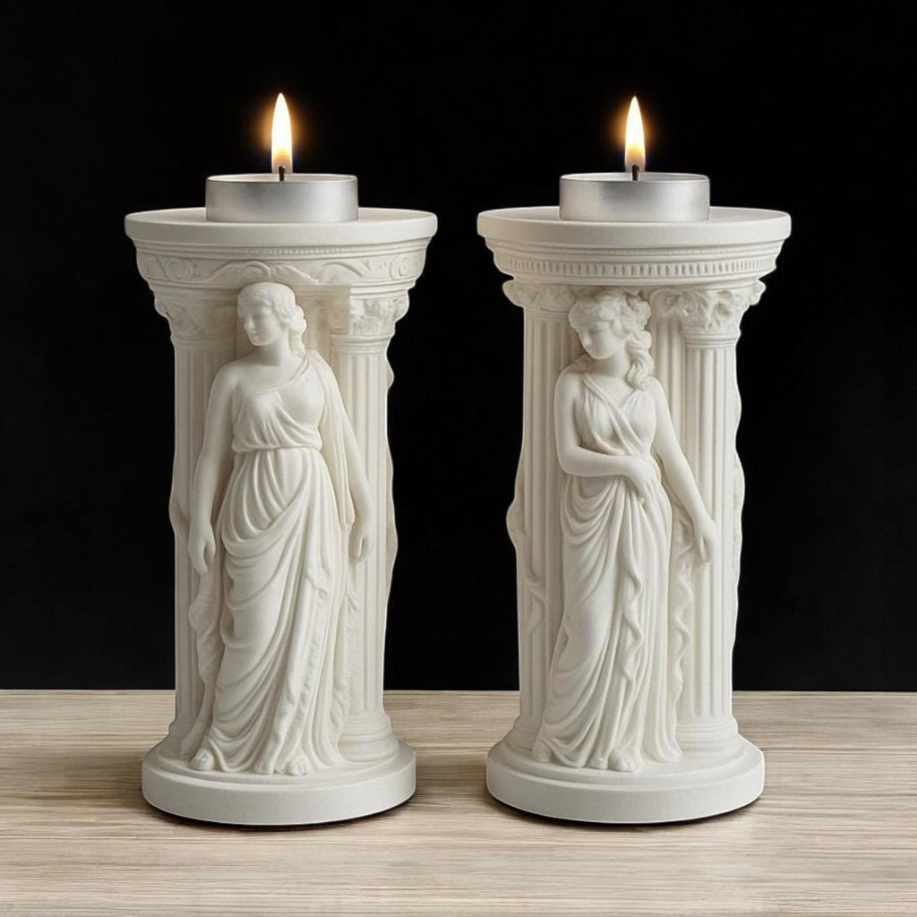2-Piece Greek Goddess Candle Holder Set 