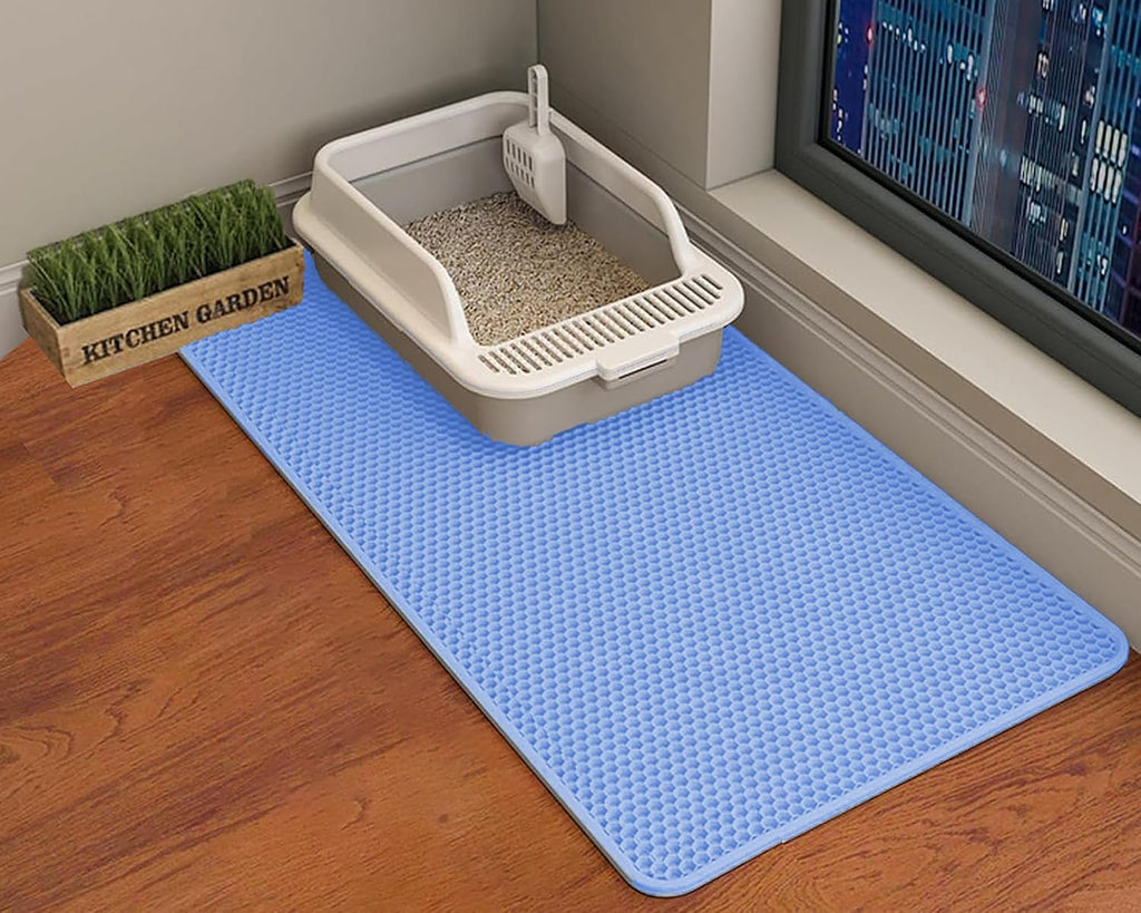 Double Layer Cat Litter Mat – Waterproof Honeycomb Anti-Tracking Litter Box Mat