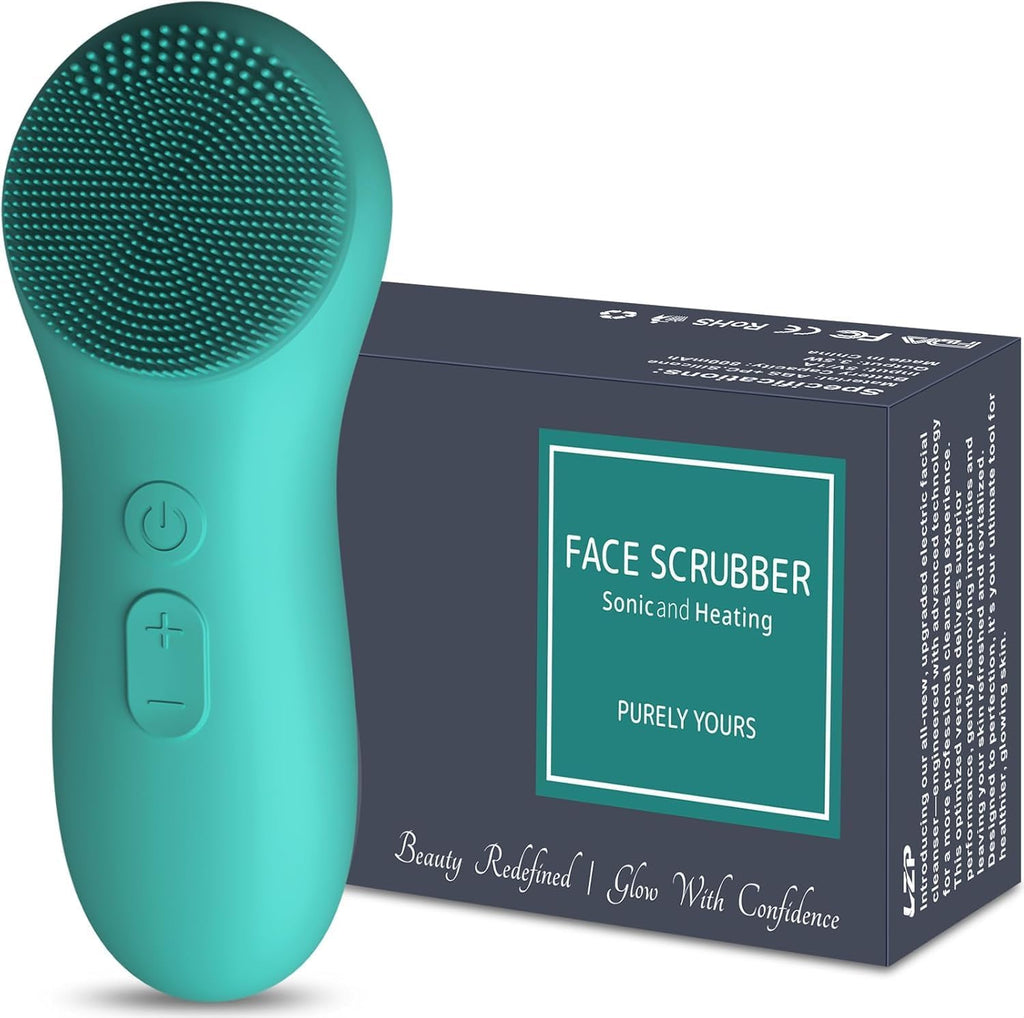Silicone Face Scrubber – Electric Facial Cleansing Brush with 6 Speed Vibration Technology – Rechargeable & Waterproof Exfoliating Face Massager for Deep Cleansing & Glowing Skin (Men & Women)