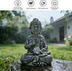 Sitting Meditating Buddha Statue with Solar Light - Weatherproof Outdoor Zen Garden Decor Sculpture - Peaceful Figurine for Patio, Yard, Balcony & Housewarming Gift