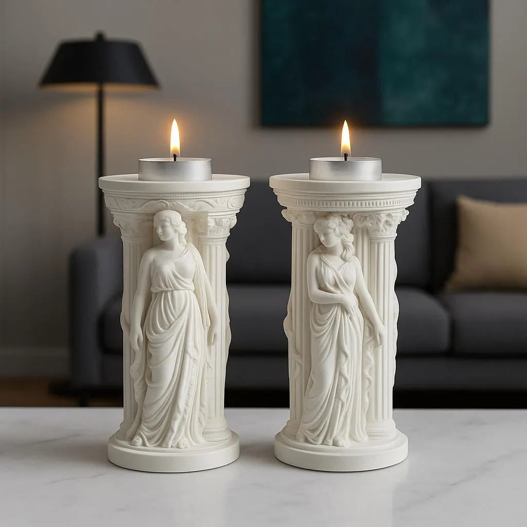2-Piece Greek Goddess Candle Holder Set 
