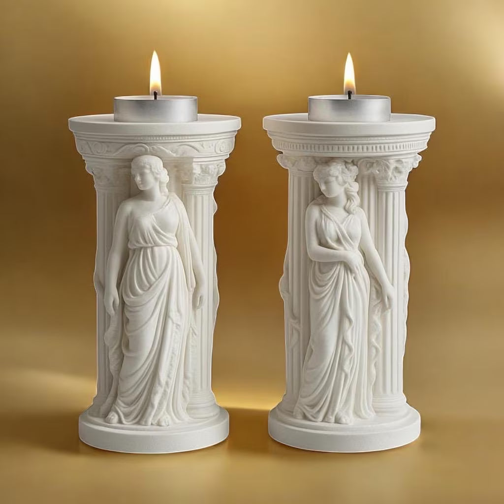 2-Piece Greek Goddess Candle Holder Set 