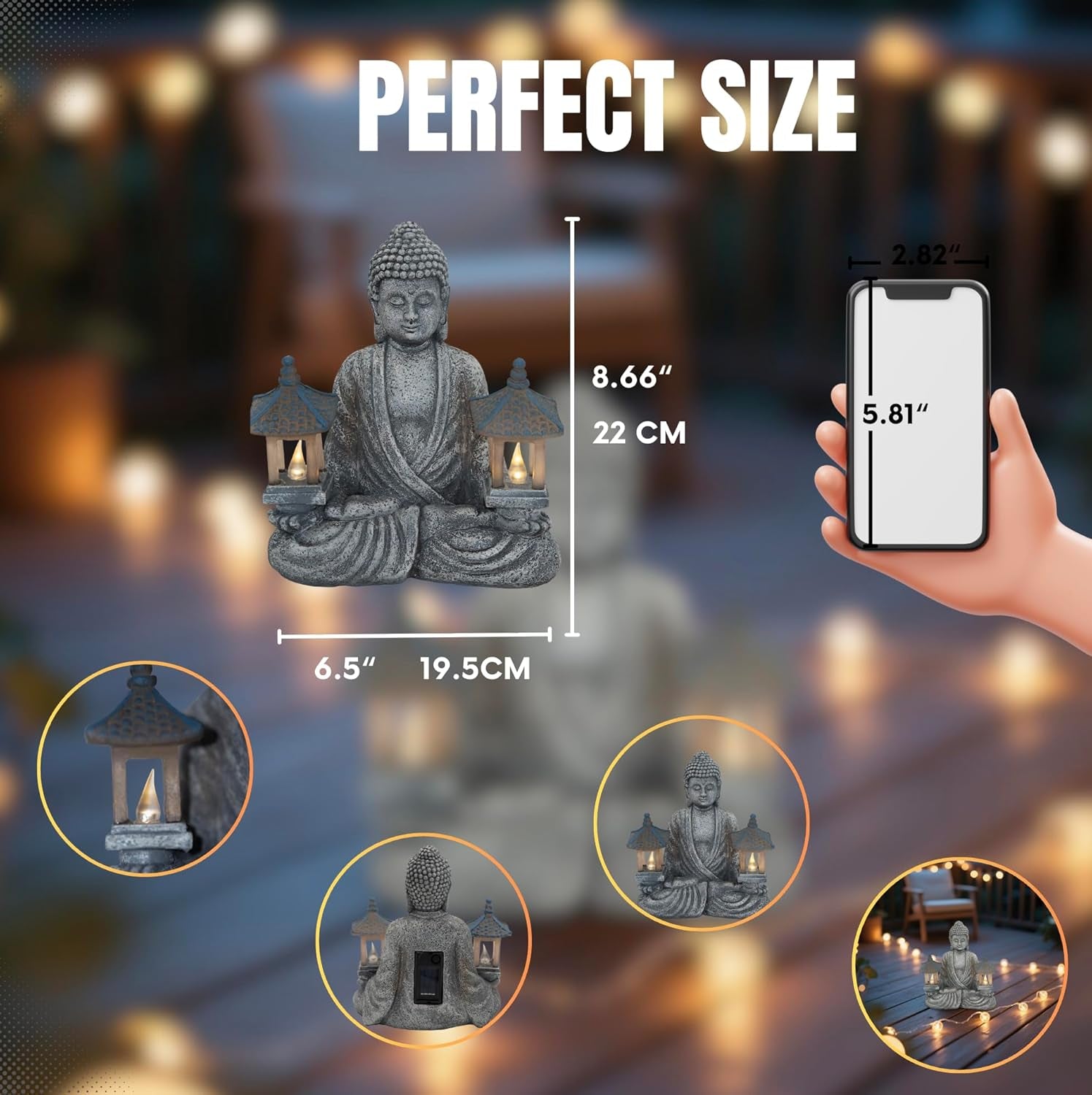 Buddha Outdoor Solar Figurine Decor Light
