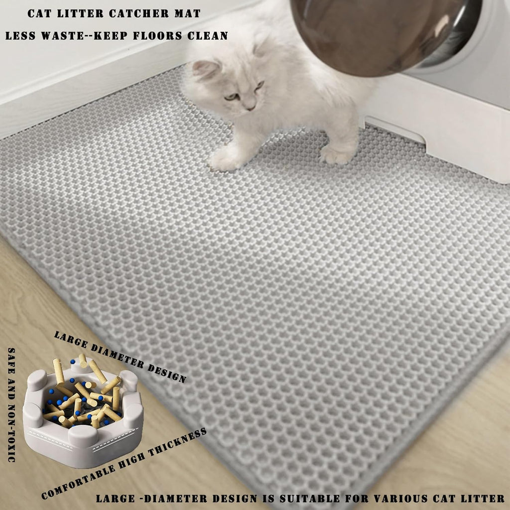 Double Layer Cat Litter Mat – Waterproof Honeycomb Anti-Tracking Litter Box Mat