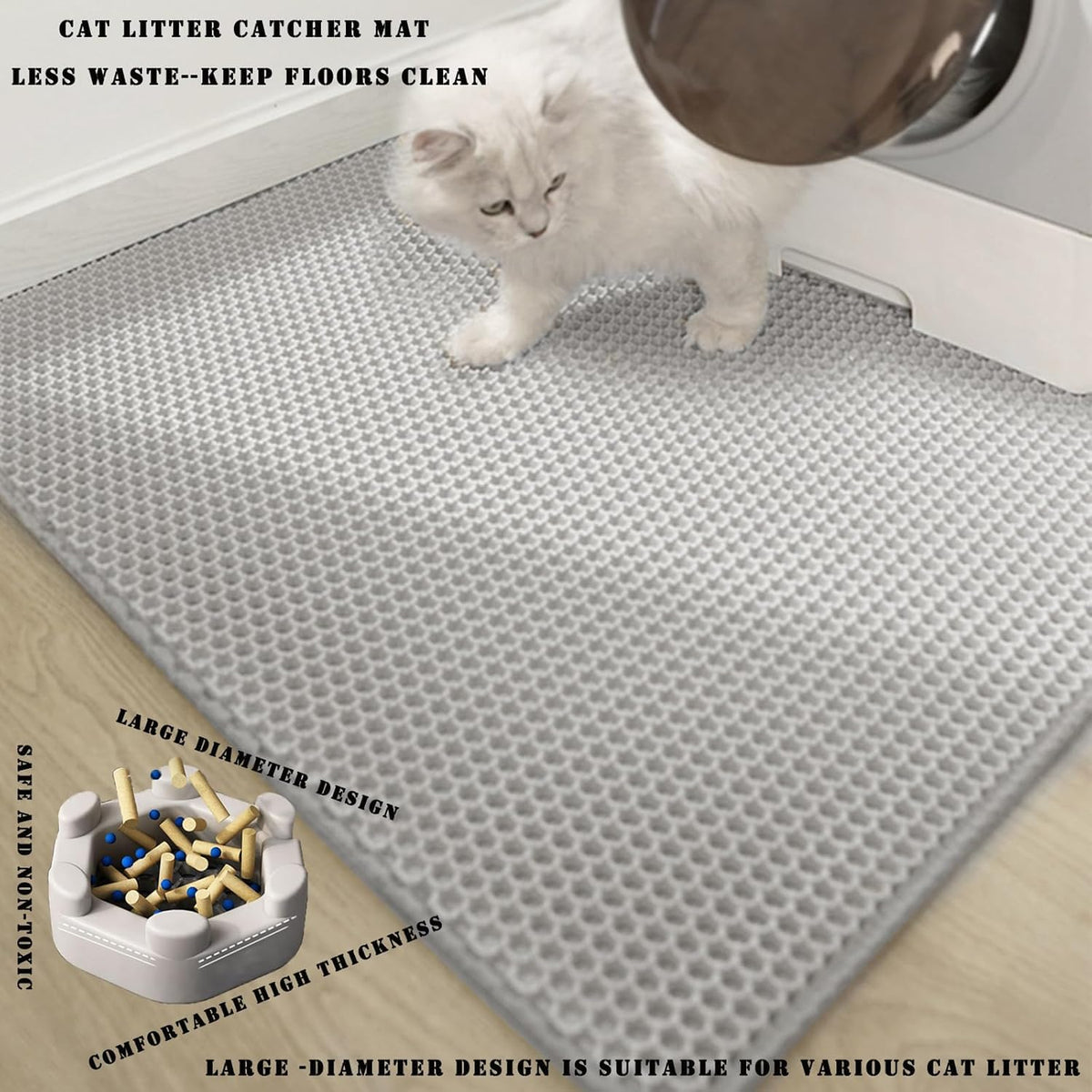 Double Layer Cat Litter Mat – Waterproof Honeycomb Anti-Tracking Litter Box Mat
