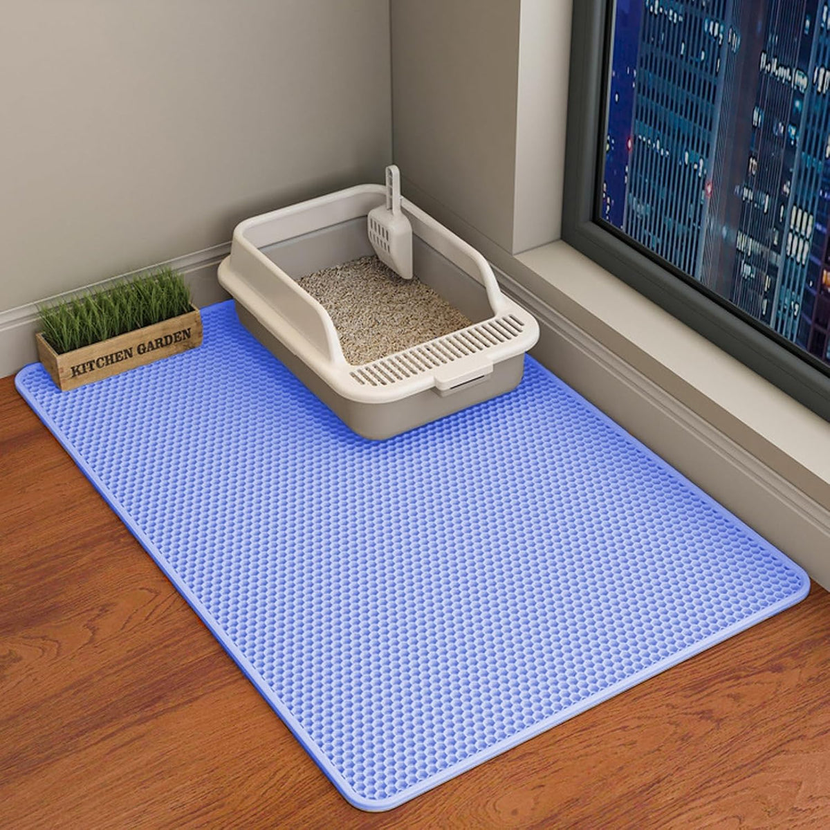Double Layer Cat Litter Mat – Waterproof Honeycomb Anti-Tracking Litter Box Mat