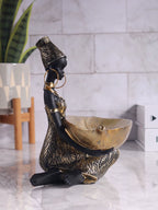 African Girl Holding a Plate Sculpture