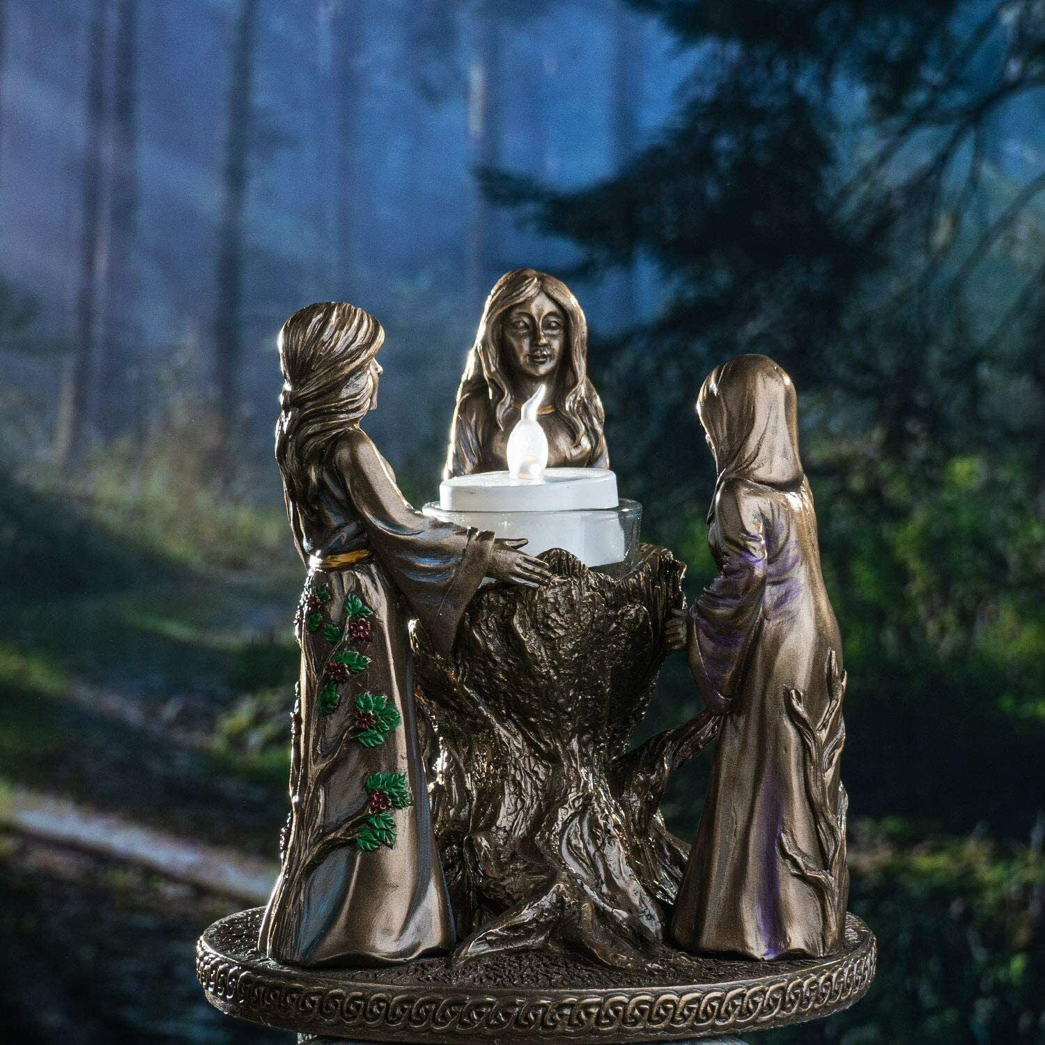 Triple Goddess Candle Holder Figurine