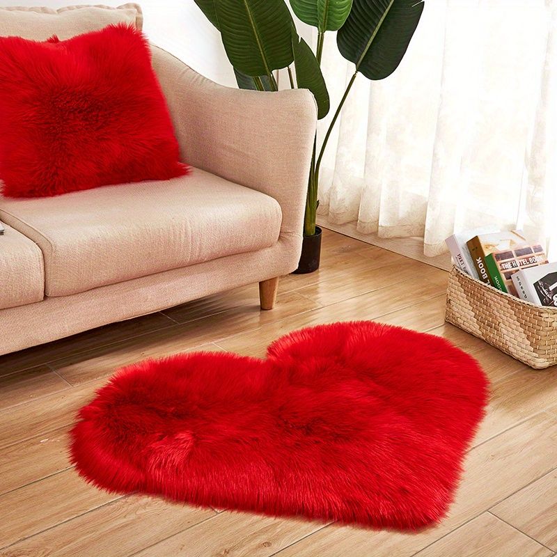 Fluffy Shaggy Heart-Shaped Area Rug