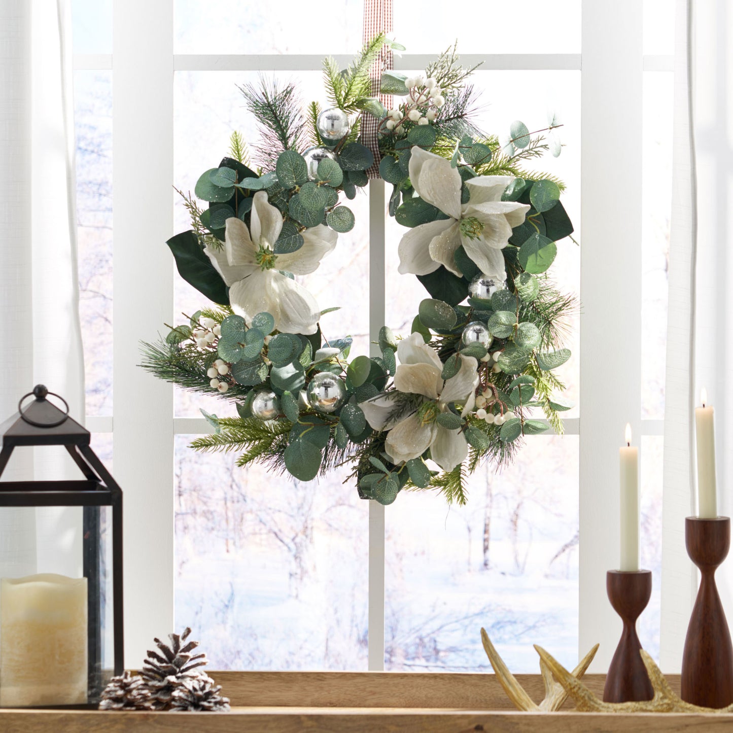 Magnolia And Leaves Wreath