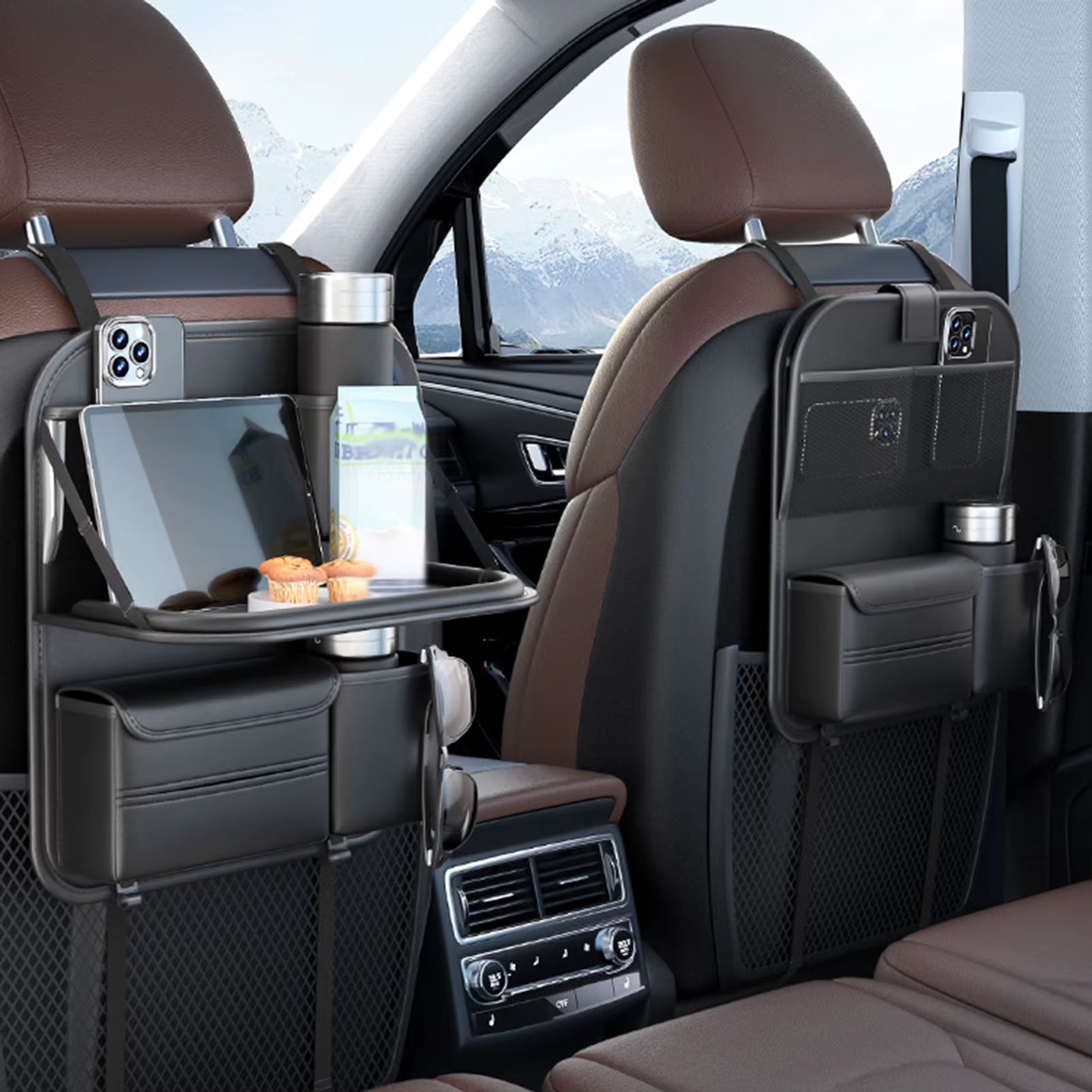 Leather Car Seat Back Organizer 
