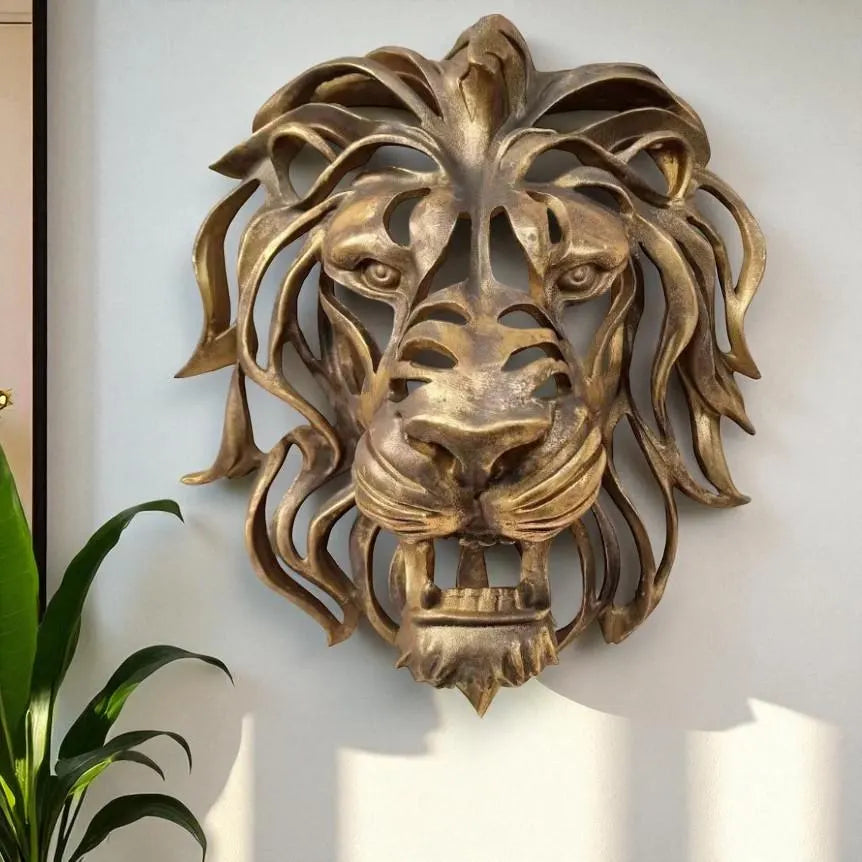 Metal Lion Head Wall Sculpture
