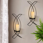 Candle Sconces Set of 2 – Metal Wall Candle Holder Sconces – Decorative Wrought Iron Wall Mounted Pillar Candle Holder Display for Living Room, Bedroom, Dining Room & Entryway Decor