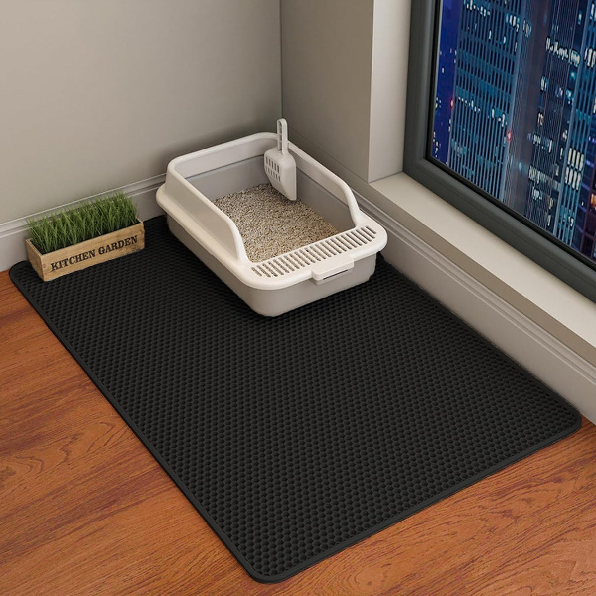 Double Layer Cat Litter Mat – Waterproof Honeycomb Anti-Tracking Litter Box Mat
