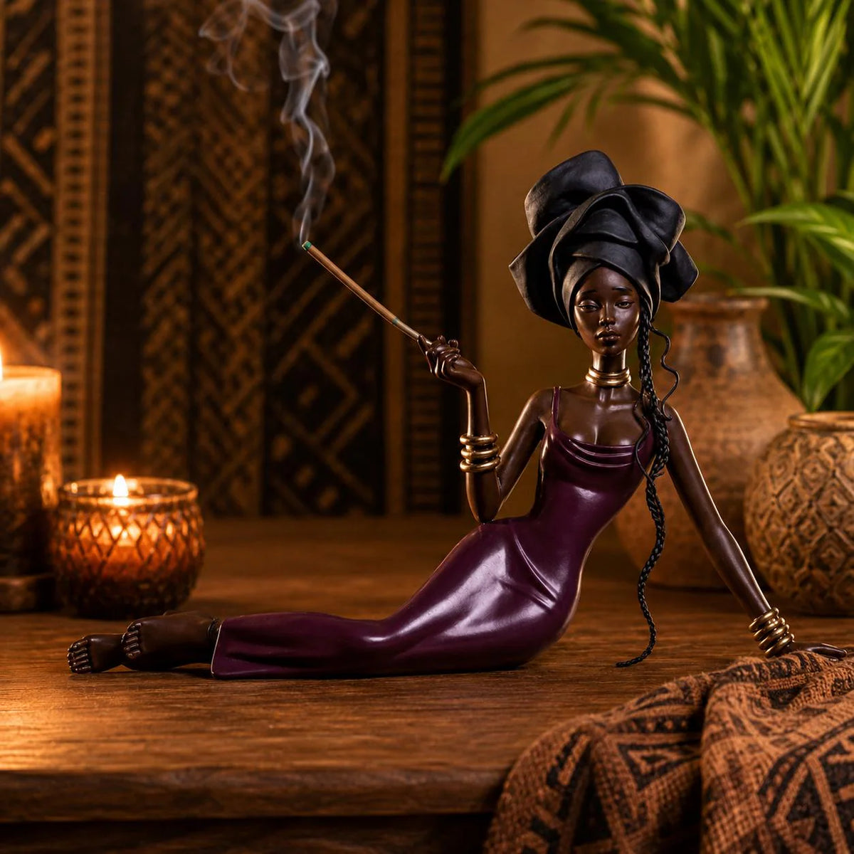 Woman Incense Holder, African Inspired Decor, Stick Incense Burner