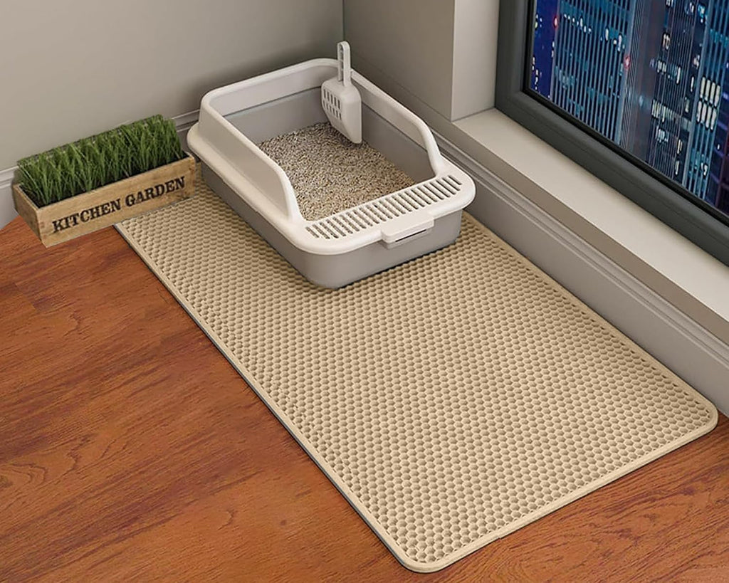 Double Layer Cat Litter Mat – Waterproof Honeycomb Anti-Tracking Litter Box Mat
