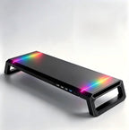 Adjustable RGB Monitor Stand – Ergonomic Desk Riser with Built-In USB Hub & Storage Drawer