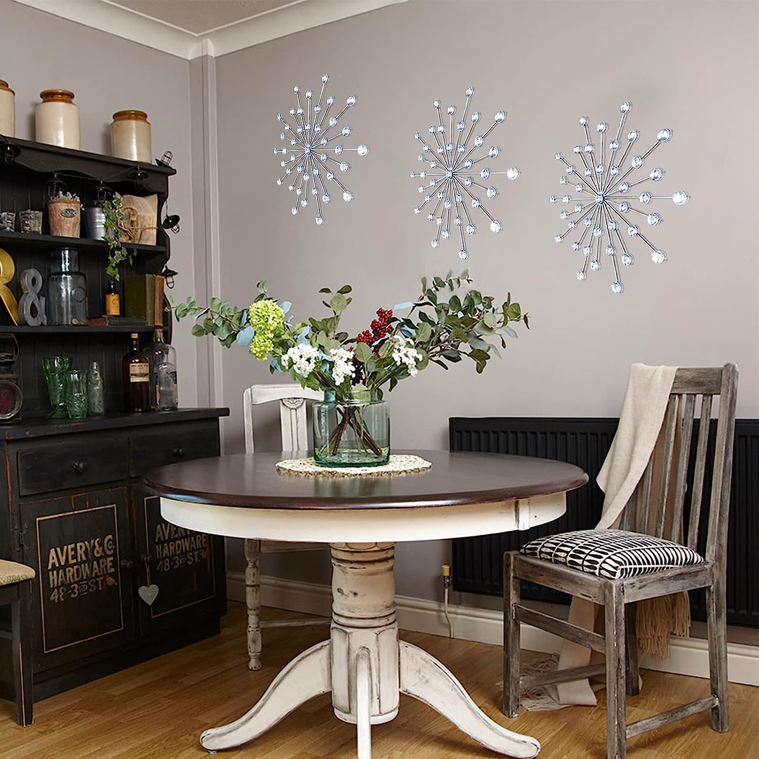 3-piece Silver Metal Jeweled Wall Art Set